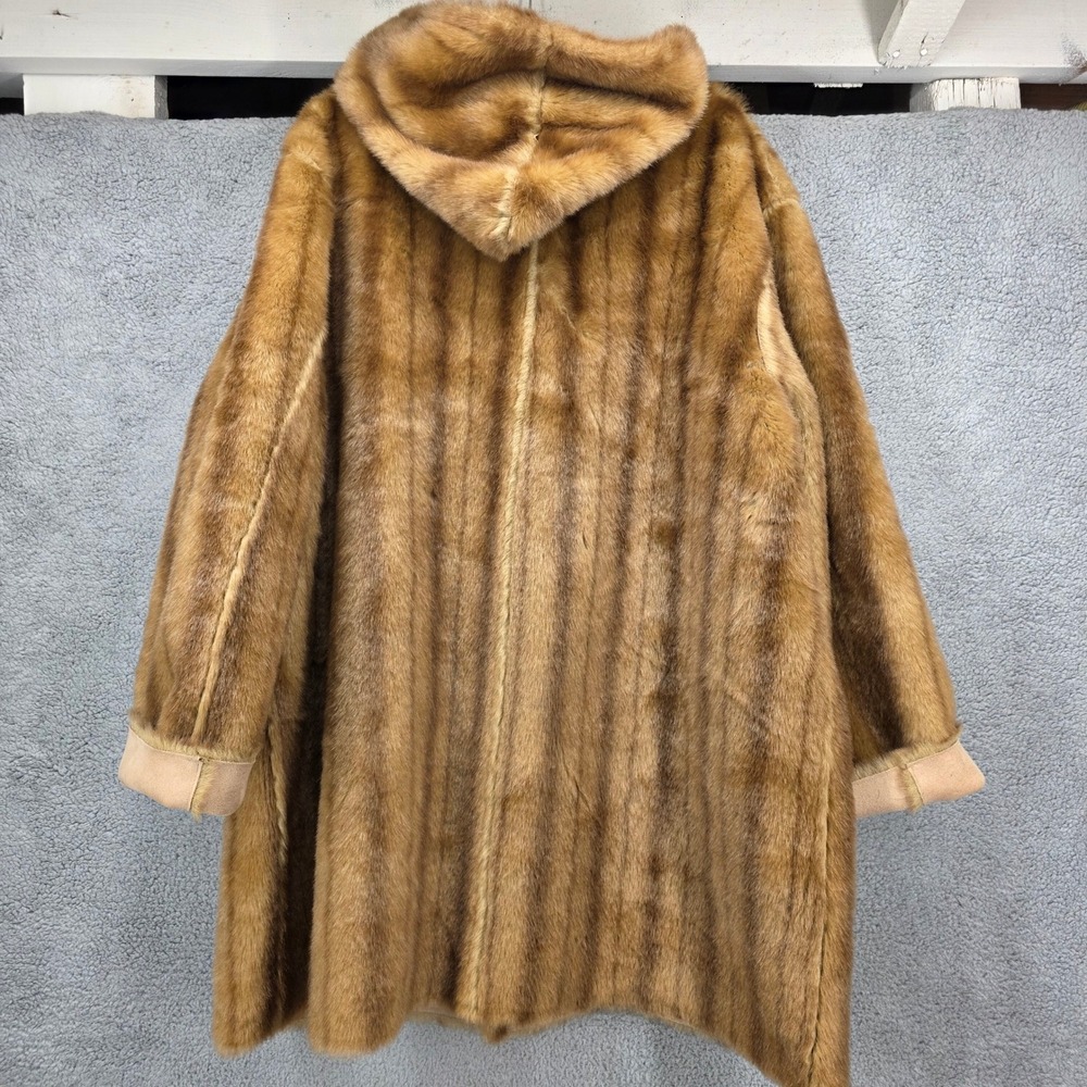 Jones New York Reversible Faux Fur‎ Suede Hooded Coat Tan Brown Plus 2X - Picture 6 of 16